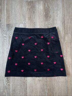 Lilly Pulitzer Black Mini Skirt with Pink Heart Embroidery size 2 girly feminine